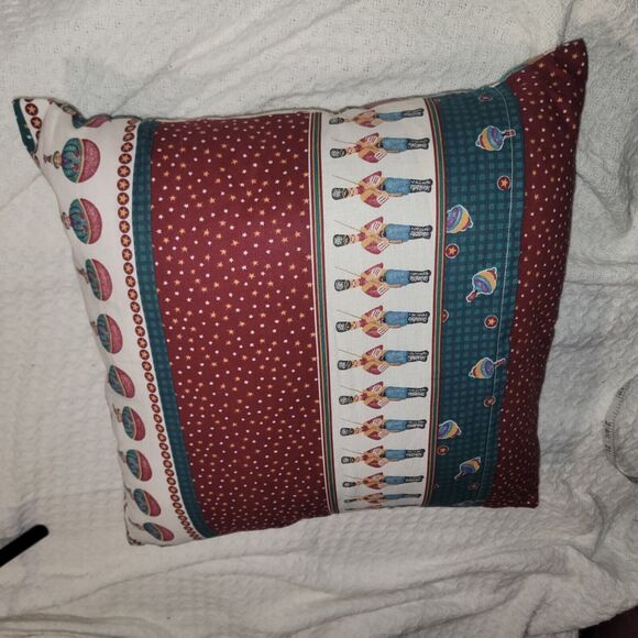 Homemade Christmas Throw Pillow Up cycle Home Decor Toy Soldiers Teddy Bears Etc - Picture 7 of 9